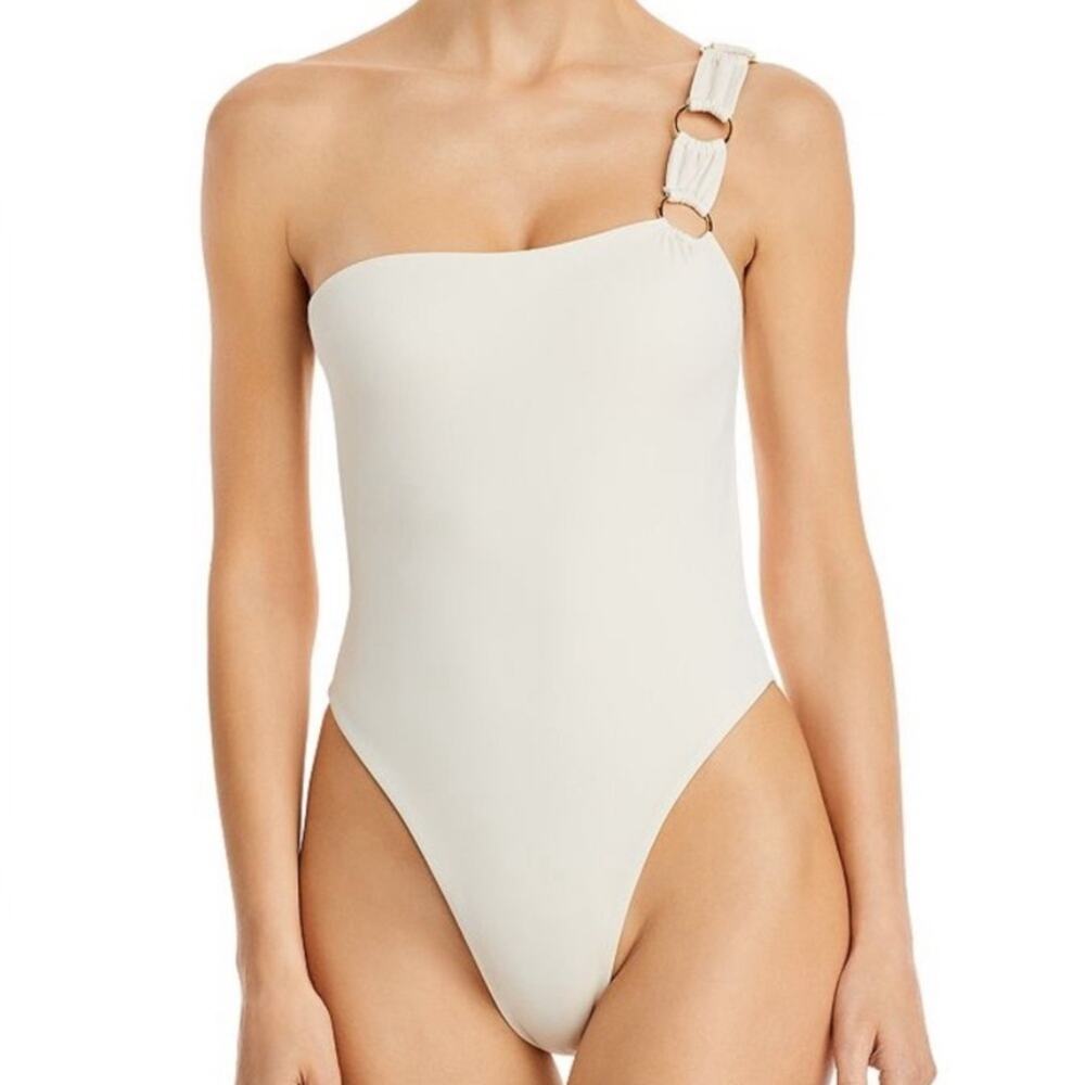 joues de sable Women One Shoulder Cutout Sheida One-Piece Swimsuit - Coconut M
